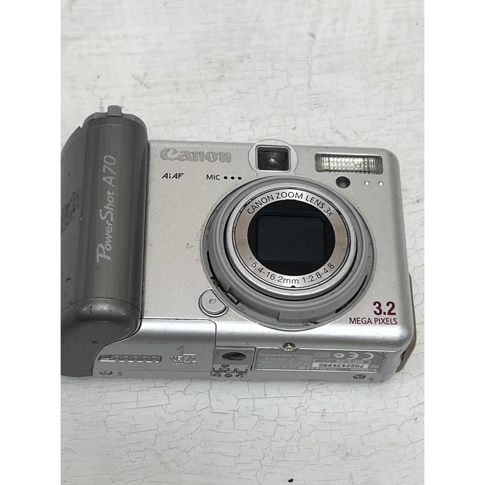 Canon PowerShot A70 3.2MP Digital Camera Silver 3x Optical Zoom Vintage Y2K